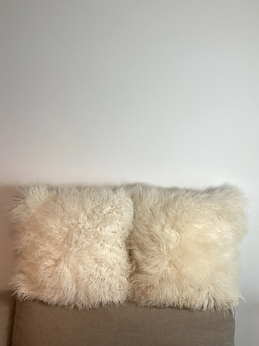 West Elm White Sheep Hair Pillows (2)